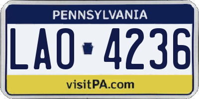 PA license plate LAO4236