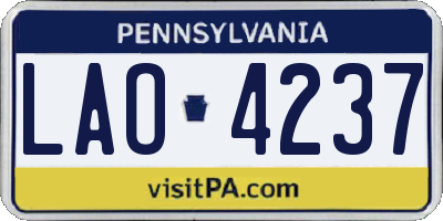 PA license plate LAO4237
