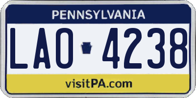 PA license plate LAO4238