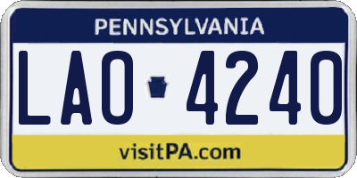 PA license plate LAO4240