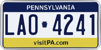 PA license plate LAO4241