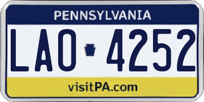 PA license plate LAO4252
