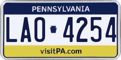 PA license plate LAO4254