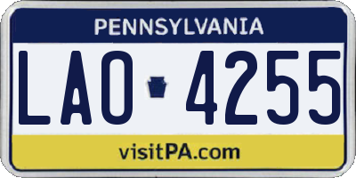 PA license plate LAO4255