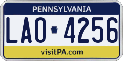 PA license plate LAO4256