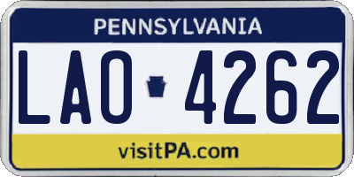 PA license plate LAO4262