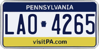 PA license plate LAO4265