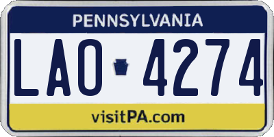 PA license plate LAO4274