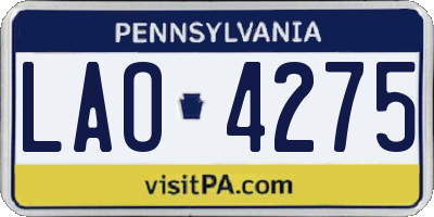 PA license plate LAO4275