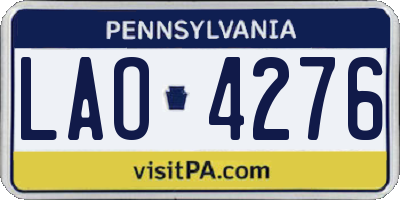 PA license plate LAO4276