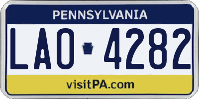 PA license plate LAO4282