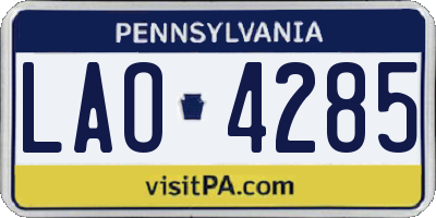 PA license plate LAO4285
