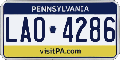 PA license plate LAO4286