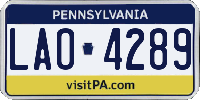 PA license plate LAO4289