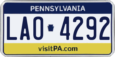 PA license plate LAO4292