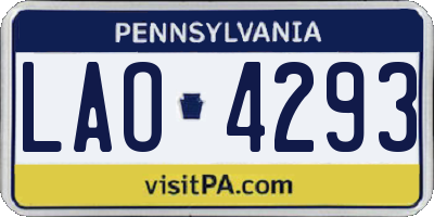 PA license plate LAO4293