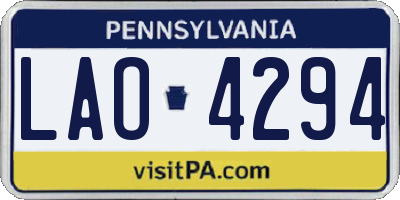 PA license plate LAO4294
