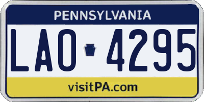 PA license plate LAO4295