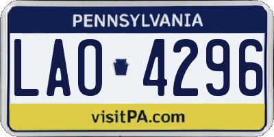 PA license plate LAO4296