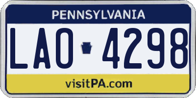 PA license plate LAO4298