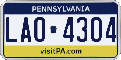 PA license plate LAO4304