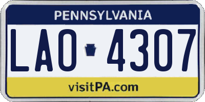PA license plate LAO4307