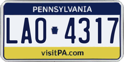 PA license plate LAO4317