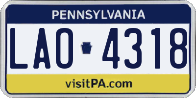 PA license plate LAO4318