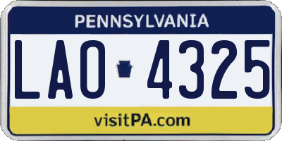 PA license plate LAO4325