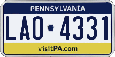 PA license plate LAO4331