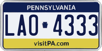 PA license plate LAO4333
