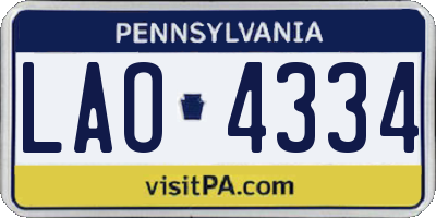 PA license plate LAO4334