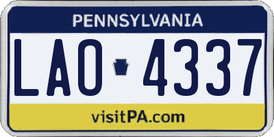 PA license plate LAO4337