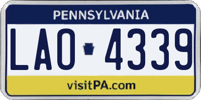 PA license plate LAO4339