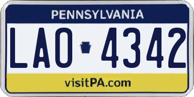 PA license plate LAO4342