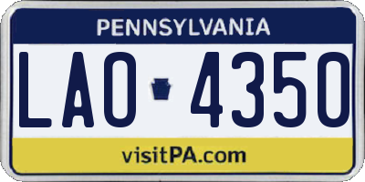 PA license plate LAO4350