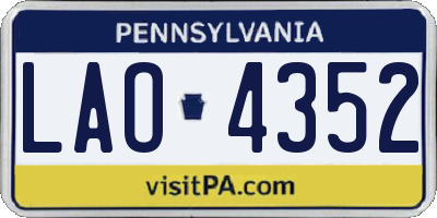 PA license plate LAO4352