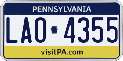 PA license plate LAO4355
