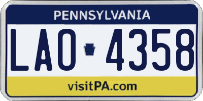 PA license plate LAO4358