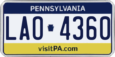 PA license plate LAO4360