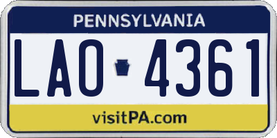 PA license plate LAO4361