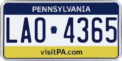 PA license plate LAO4365
