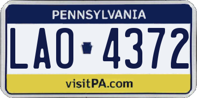 PA license plate LAO4372