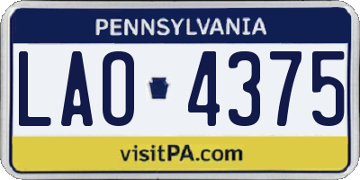 PA license plate LAO4375