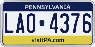 PA license plate LAO4376