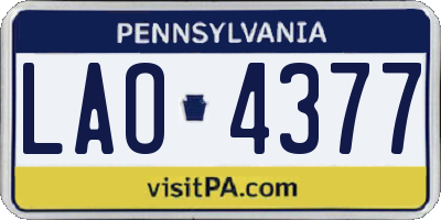 PA license plate LAO4377