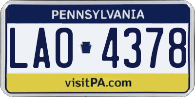 PA license plate LAO4378