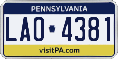PA license plate LAO4381