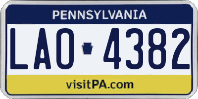 PA license plate LAO4382