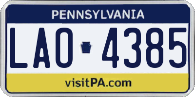 PA license plate LAO4385